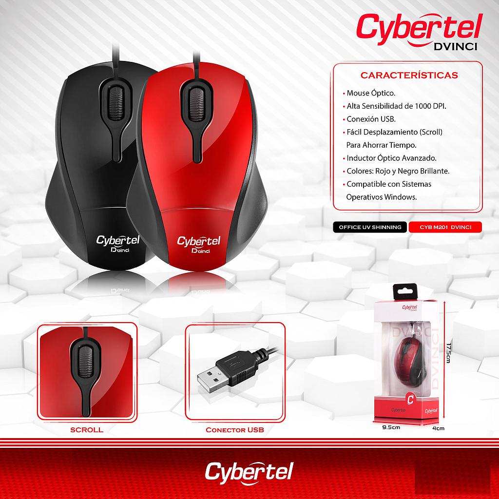 MOUSE USB DVINCI BLACK CYB M201 UV CYBERTEL