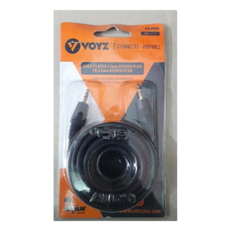 CABLE PLUG STEREO A PLUG STEREO CHICO 3.5MM, 1.8 MTS GOLD GRUESO PS-250G VOYZ AREA 3