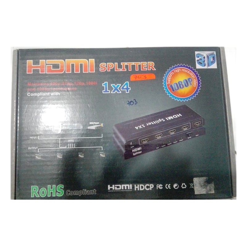 SPLITER HDMI 1 X 4 PUERTOS HDMI FULL HD 3D GOLTECH