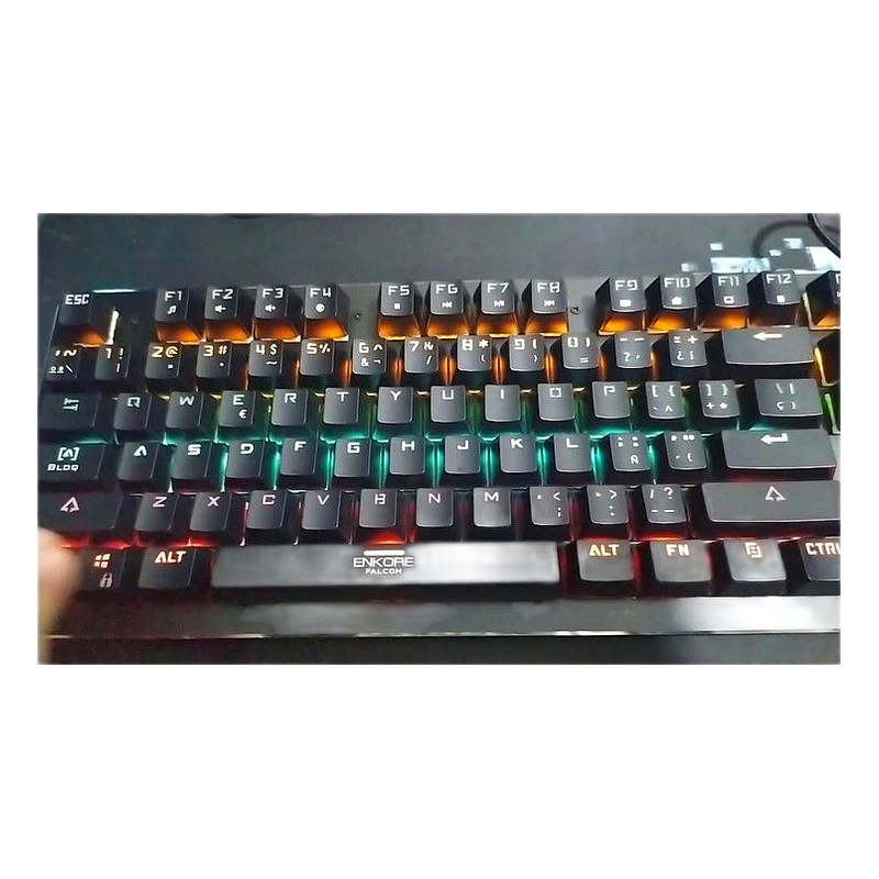 TECLADO GAMER MECANICO USB FALCON 87 ENK1005 RAINBOW ENKORE