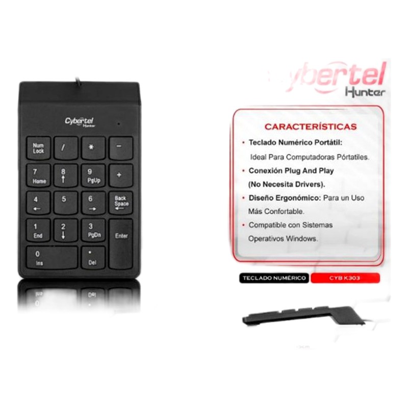 TECLADO NUMERICO USB HUNTER CYB K303 CYBERTEL GAR: 3 MESES