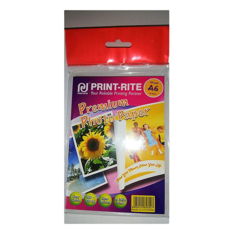PAPEL FOTOGRAFICO GLOSSY PHOTO 180GSM A6(UX20) IMPRIMIUN 