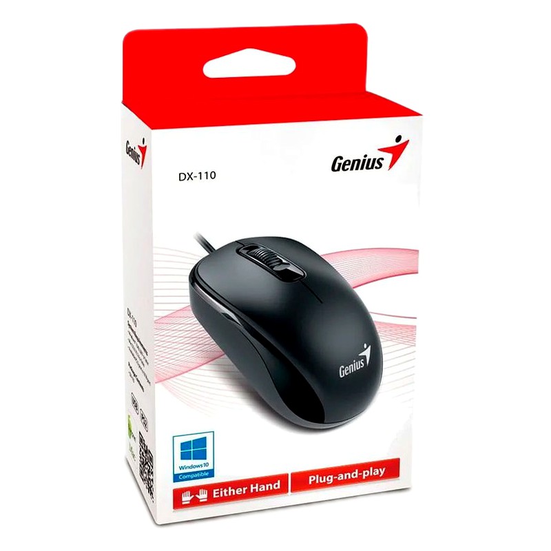 MOUSE GENIUS USB CABLE DX-110 DPI 1000 BLACK GAR: 06 MESES