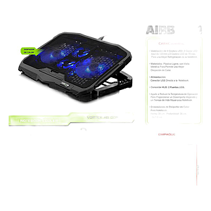 COOLER LAPTOP 17" AIRBOOM VORTEX4 AB008 2FAN 12.5CM 2FAN 7CM