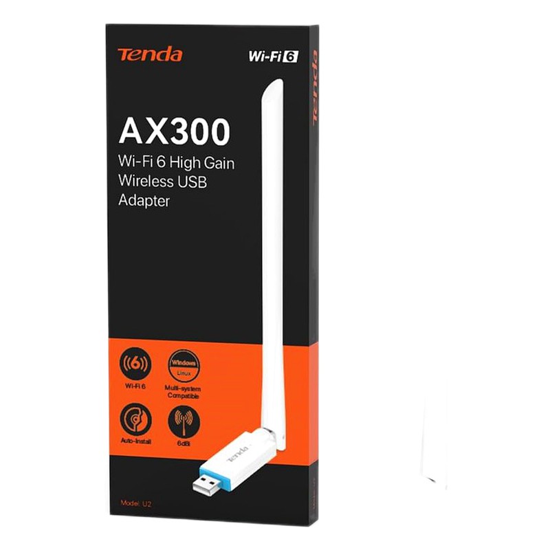 ADAPTADOR U2 WI-FI 6  ALTA GANANCIA WIRELESS USB U2 TENDA GAR: 06 MESES