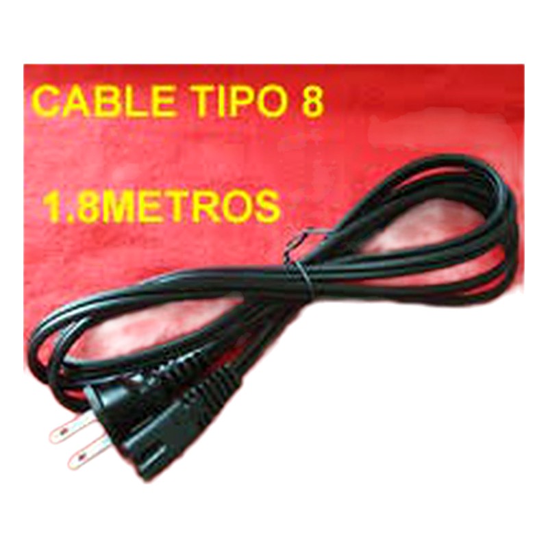 CABLE TIPO 8 PLANO NEGRO 1.80MT