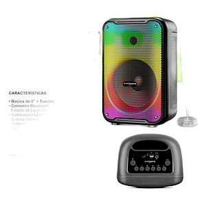 PARLANTE PORTATIL FUNKY 8" EV3003 LED BT FM USB microSD BAT-LIT 3.7V/1