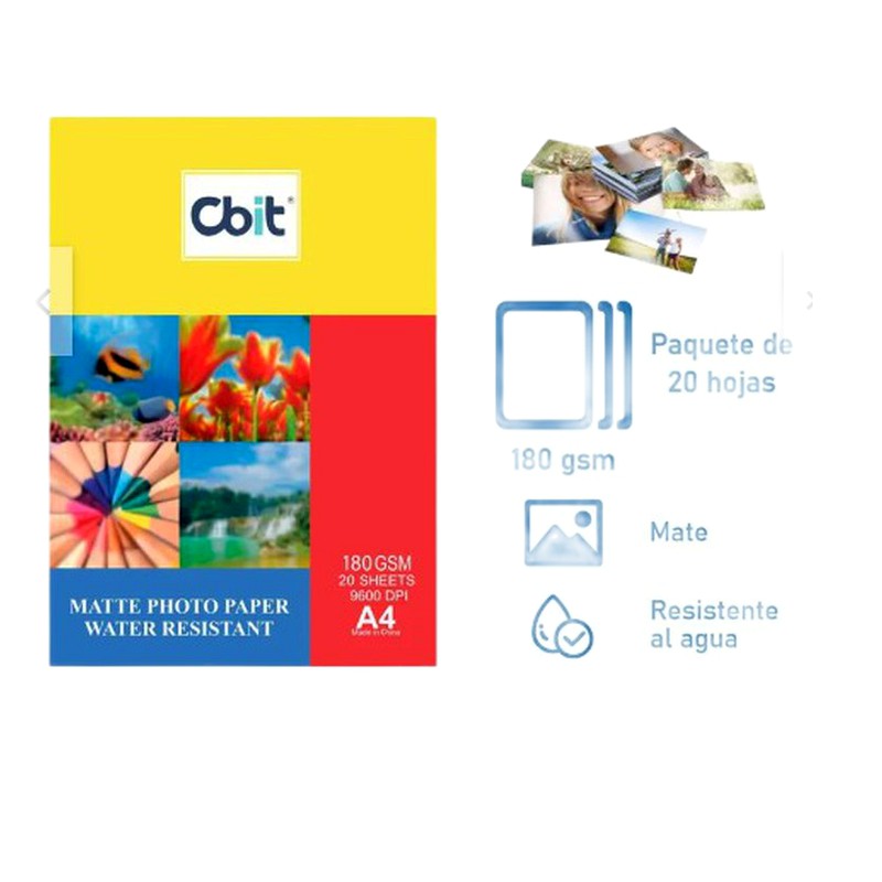 PAPEL FOTO MATE A4- 180 GR X 20 UNID CBIT 