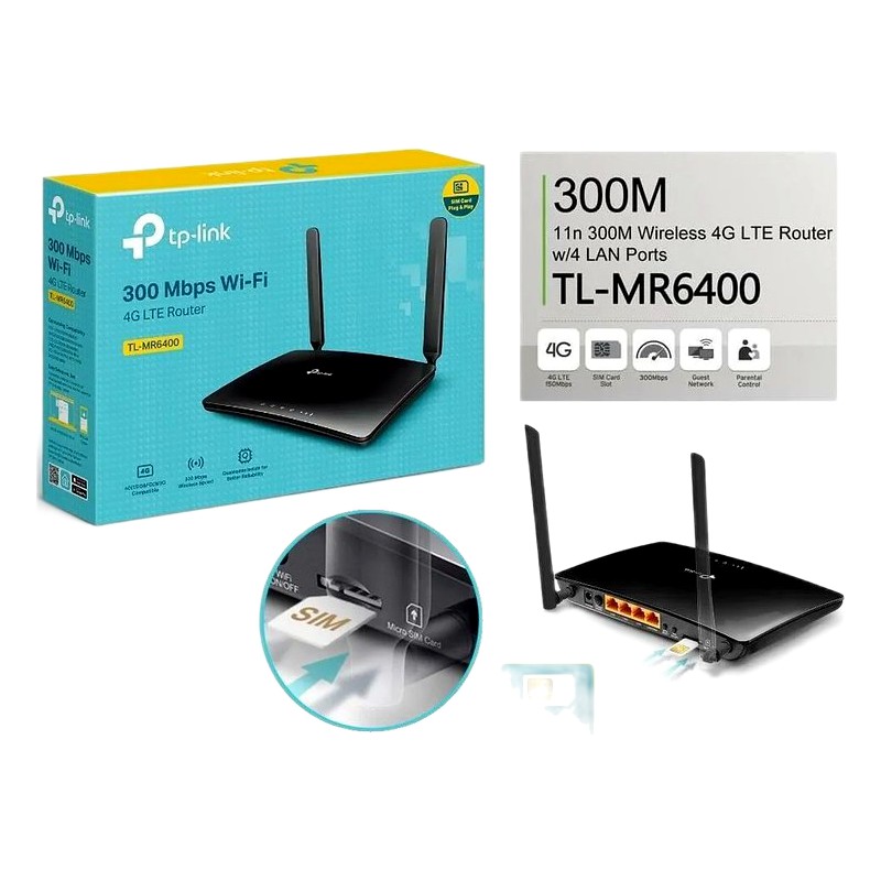 ROUTER 4G LTE, 2.4GHZ 300MBP TL-MR6400 TPLINK GAR: 12MES