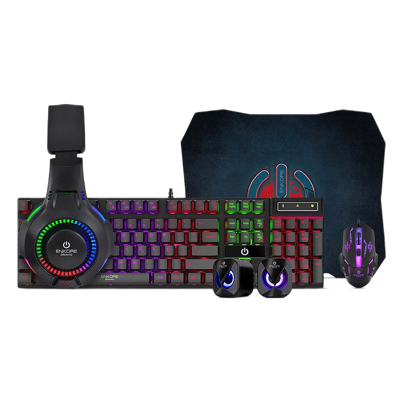 TECLADO GAMER BRAVIO4 ENT G1000-4 TECLADO + MOUSE USB + AURICULAR + PAD MOUSE E