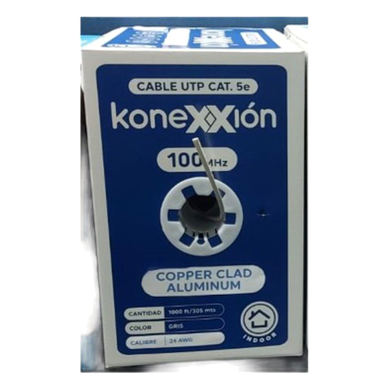 CABLE CCA UTP CAT5 24AWG PVC INTERIORES 305MT GRIS KONEXXION 