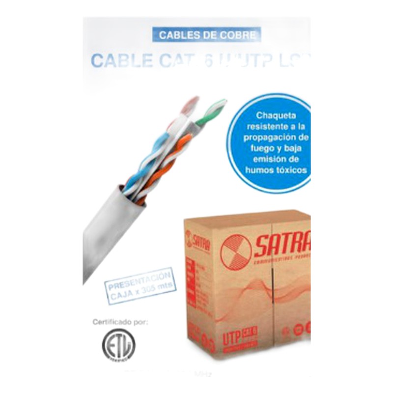 CABLE UTP CAT6 LSZH -1 24AWG 305MT INTERIORES GRIS SATRA